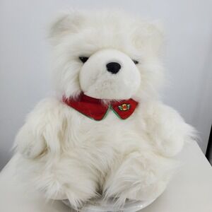 Vintage 1987 Dayton Hudson Santabear White Shaggy Plush Christmas Bear NWT 16in
